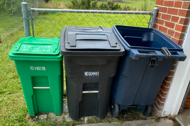 Outside Bins (compost, trash, recycle) - Furnished House for Rent- 5 Bedrooms, Full Kitchen, 2 Full Baths, Laundry, High Speed internet