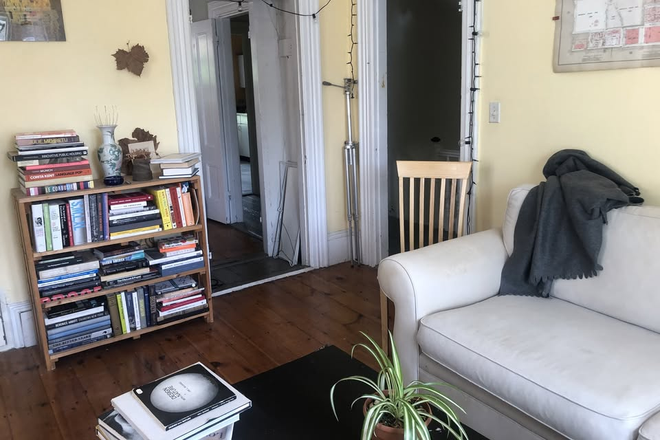 Living room looking into dining and stairs - Looking for housemates to share a charming 3BR duplex near Harvard