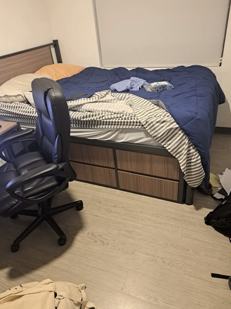 Bedroom; will be cleaner when I move out; mattress/desk and overhead light included - Lightview Apartments
