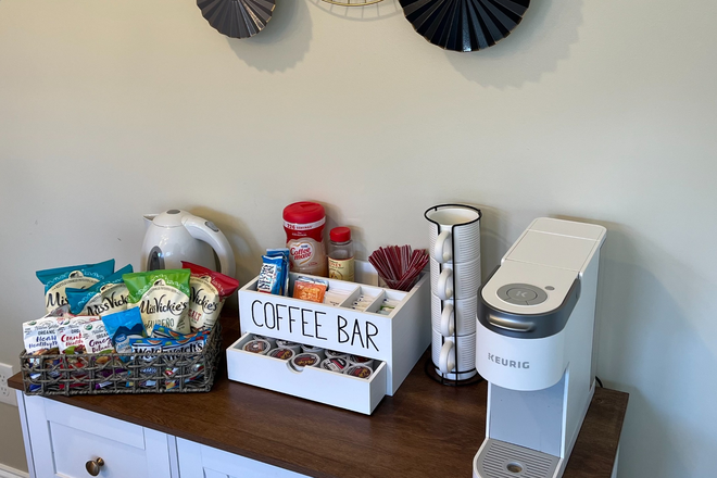 Kitchen coffee bar (w/starter supplies) - All inclusive: Furnished + utilities! 4 full baths, 4 bds (3 w/deck + pvt entrance)! Ask about CAR Duplex