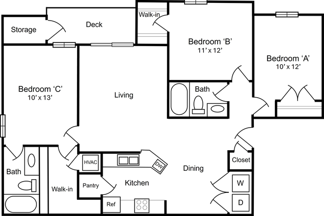 Floorplan - Fully Furnished Cornerstone Condo for LU group of 3