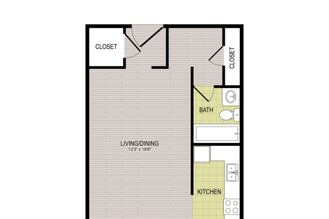 Studio Floorplan 434 sq ft - Broadview Apartments